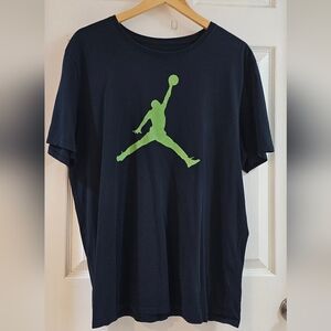 Air Jordan Black T-Shirt with Green Jumpman Logo